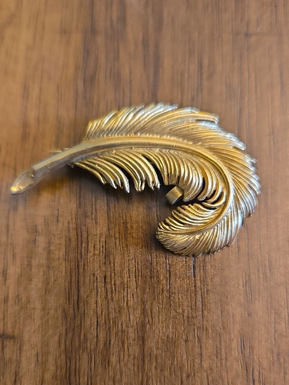 Gold Feather Brooch Pin